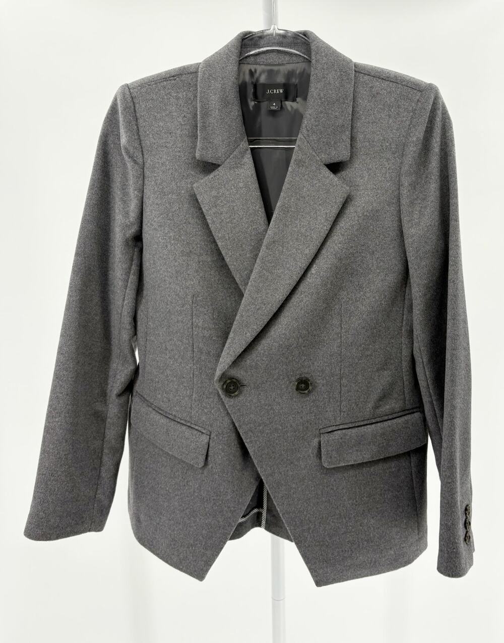 J Crew Devon Blazer in Drapey Flannel Heather Grey Single Button Size 4